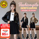 G.DUCKKIDS小黃鴨女童外套春秋兒童皮衣中大童機(jī)車(chē)服皮夾克女孩洋氣休閑上衣 黑色 120 尺碼5~6歲【110-120cm】
