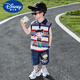 迪士尼（Disney）哪吒衣服男童無(wú)袖套裝夏季條紋背心2025新款帥氣男寶寶夏款兩件套 灰色 亮燈 110 cm(建議98-105cm 3-4周歲）