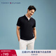 TOMMY HILFIGER【雙面布】夏季男純棉商務休閑純色翻領短袖T恤POLO衫34785 深藏青DW5 L （推薦：150-165斤）