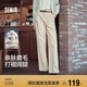 森馬（Semir）休閑褲女純棉打褶闊腿褲腰帶秋復古磨毛長褲顯腿長101524127005A