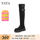 他她（TATA）厚底顯瘦過膝靴女靴氣質(zhì)長靴高筒靴冬季新款CFA01DC4 黑色 38