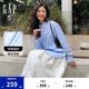 Gap男女裝夏季純棉logo條紋長袖襯衫寬松廓形上衣461250 藍色 S (165/88A) 亞洲尺碼