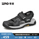 零度Zero涼鞋男2025夏季戶外休閑沙灘鞋舒適魔術(shù)貼可調(diào)節(jié)男士包頭拖鞋 黑色 【魔術(shù)貼】 42