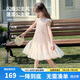 圖圖小象女童連衣裙兒童公主裙網(wǎng)紗裙親子裙子 杏色  150 身高約150cm