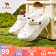 駱駝（CAMEL）洞洞鞋女簡(jiǎn)約休閑增高厚底涼拖鞋 L25M071022 米白  35-36 