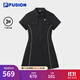 FILA FUSION斐樂潮牌女子連衣裙2025夏新款時(shí)尚休閑寬松翻領(lǐng)裙子 正黑色-BK XL 175/92A/XL