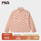 FILA 斐樂官方女裝梭織外套2025夏新款小狐貍時(shí)尚滿印菱格紋寬松上衣 薔磚紅-RD S 160/80A/S
