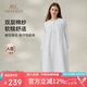 英氏孕婦連衣裙秋季雙層棉紗家居服月子服吸汗透氣孕產(chǎn)婦睡衣藍(lán)色 M