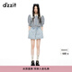 DZZIT【爆款補單】愛(ài)心老花地素牛仔短褲夏季抽繩工藝褲子女 藍色(短褲) M