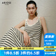 艾諾絲雅詩(shī)【商場(chǎng)同款】2025夏季新品條紋慵懶風(fēng)吊帶裙連衣裙長(zhǎng)裙40529868 黑白色 S