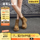 百麗（Belle）百搭馬丁靴女商場同款真皮戶外徒步短靴B8P1DDD4 棕色 35 (225mm)