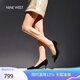 NINE WEST/玖熙高跟鞋反絨細(xì)跟蝴蝶結(jié)淺口通勤單鞋 NH350066SK 黑色36