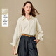茵曼純棉磨毛立體刺繡襯衫2025冬女裝新款落肩長(cháng)袖襯衣 瓷砂白 XL