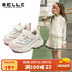 百麗（BeLLE）童鞋兒童運動鞋春秋女童跑步鞋老爹鞋時尚休閑鞋 米粉色34