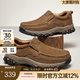 駱駝（CAMEL）男鞋新款韌磨砂牛皮止滑耐磨樂福套腳經(jīng)典休閑皮鞋男 G13A307157咖啡 40