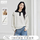 對白綿羊毛混紡撞色POLO領(lǐng)套頭毛衣女2025冬季新款通勤休閑針織衫 月光白 S