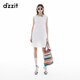 DZZIT地素連衣裙2025夏季新款法式佩斯利繡花白色花邊裙子女3J2O2131B 白色 S