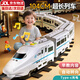 伊貝智高鐵小火車兒童玩具男孩電動和諧號軌道2-3-6歲小孩益智生日禮物 8節(jié)車廂-早教聲光版104cm-直充版 兩三四歲早教汽車益智生日禮物