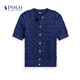 Polo Ralph Lauren 拉夫勞倫  女裝 25年夏季修身版型棉質(zhì)短袖針織開襟衫 400-寶藍(lán)色 XS