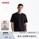 HUGO【100%棉】男士帶鏈條印花衣領(lǐng)的雙面棉毛短袖T恤 001-黑色 XL