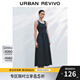 UR2025夏季新款女裝拼接假兩件撞色無(wú)袖連衣裙UWM750057 寶藍 S
