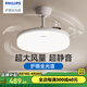 飛利浦（PHILIPS）風(fēng)扇燈一體吸頂燈餐廳吊扇燈臥室電扇燈隱形扇燈變頻led餐廳吊燈 全光譜吊桿15cm 15W吹風(fēng)+24W照明