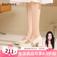 達(dá)芙妮瑪麗珍女鞋高跟鞋2025新款新中式粗跟鞋子女配旗袍珍珠吊墜單鞋 米白色【珍珠吊墜】 37