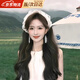 JIOESC頭巾女草原旅游穿搭新疆西北沙漠出游搭配飾民族風(fēng)配飾發(fā)箍三角巾 白色 均碼