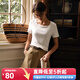 Olrain歐芮兒白色正肩短袖T恤女夏季新款時(shí)尚簡(jiǎn)約百搭顯瘦上衣女 梔子白 M