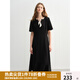 獨(dú)束大碼女裝2025夏新款波點(diǎn)飄帶連衣裙微胖收腰赫本風(fēng)氣質(zhì)小黑裙 烏梅黑-長(zhǎng)款 3XL （尺碼：5）