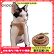 puppytie寵物貓咪外出可調(diào)節(jié)背心式胸背帶遛貓牽引繩防掙脫幼貓禮盒套裝 (紐扣)卡其駝-套裝(胸背+牽引繩) S碼-建議10-18斤