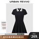 UR2025夏季新款女裝學院風分割線收腰短袖連衣裙UYU750118 藏青 S