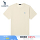 哈吉斯（HAZZYS）男裝 【薄荷曼波風(fēng)】夏款刺繡凈色圓領(lǐng)短袖T恤衫ASTZE03BE65 米黃色OW M (170/92A 46)