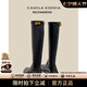 CAMILA KSENIA長筒靴女秋冬2025年新款后拉鏈長靴不過膝厚底時尚高筒靴女騎士靴 黑色 37