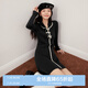 樂町赫本風(fēng)法式黑色連衣裙秋冬新款女富家千金氣質(zhì)小香風(fēng)裙 黑色（現(xiàn)貨） L