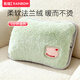 彩虹暖手寶充電熱水袋毛絨暖手袋卡通加厚暖水袋充電電暖寶水電隔離 牛油果綠【仿兔毛絨】
