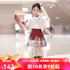 迪士尼（Disney）馬面裙女童漢服兒童短款夏季古裝春秋新中式女孩短裙兒童套裝裙子 酒紅色短裙加短-袖 140
