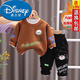 迪士尼（Disney）2026新款帥氣寶寶加絨秋冬兩件套兒童裝洋氣潮男童冬款一體絨套裝 咖色-M標奧粒一體絨 套裝 100 建議3歲左右