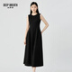 深呼吸DEEP BREATH醋酸抑菌無(wú)袖收腰長(cháng)款小黑裙連衣裙A500435 A500566 黑-加長(cháng) M (3)