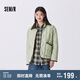 森馬（Semir）羽絨服女中長款輕薄拼接燈芯絨翻領2024冬季三防外套109724113004