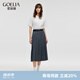 歌莉婭半身裙女秋季新款高腰百褶裙學(xué)院風(fēng)半截裙子1C8J2B160 44B煙灰 M
