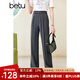百圖betu女裝春季新款休閑褲高腰闊腿褲長褲休閑褲女2301T56 深灰 L
