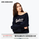 ANN ANDELMAN【明星同款】發(fā)泡印花斜領(lǐng)單肩衛(wèi)衣女套頭露肩上衣 寶藍(lán)色 M