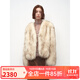 付智恩 亂世佳人 sagafurs狐貍毛外套女 手工噴色暈染V領(lǐng)皮草大衣 杏棕色 S