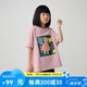 NNGZ諾諾公主夏季玩偶印花女童t恤洋氣時(shí)髦兒童純棉短袖中大童百搭上 粉色【現貨】 130 cm