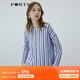 PORTS寶姿 商場同款新品女裝氣質(zhì)百搭條紋針織上衣LL8K414RKE004 貝爾藍 S