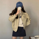 JRET短款夾克外套女早春季2025新款小個(gè)子春秋棒球服工裝美式復古 【卡其色】(深秋初冬穿搭/小香風(fēng) S 40/45kg