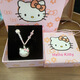 hellokitty項鏈女足銀999純銀吊墜寶寶可愛凱蒂貓鎖骨鏈閨蜜禮物 hellokitty貓+彩漆愛心粉色繩
