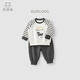 乖奇熊寶寶純棉抓絨分體套裝春裝嬰兒童保暖衛衣上衣服褲子兩件套春秋季