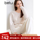 百圖betu女裝秋季新款毛針織衫V領(lǐng)100%羊毛長袖針織衫女2409T16 淺杏色 M
